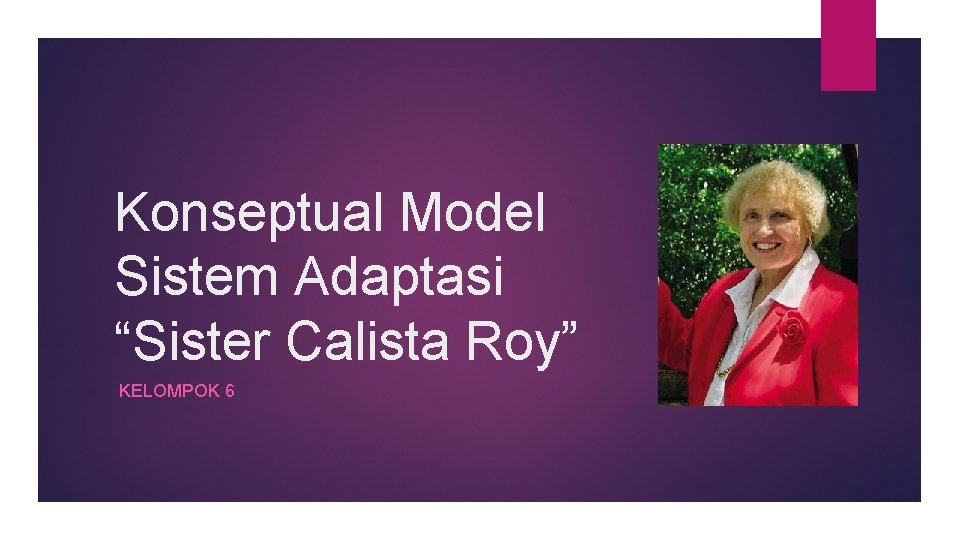 Konseptual Model Sistem Adaptasi “Sister Calista Roy” KELOMPOK 6 