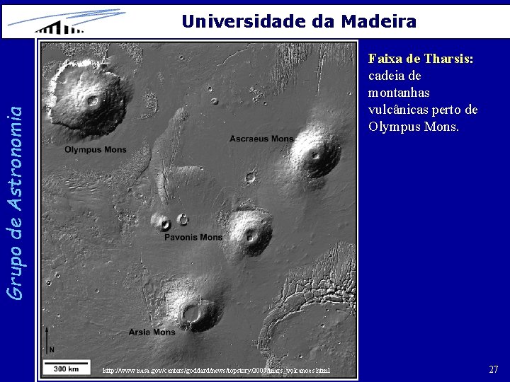 Universidade da Madeira Grupo de Astronomia Faixa de Tharsis: cadeia de montanhas vulcânicas perto