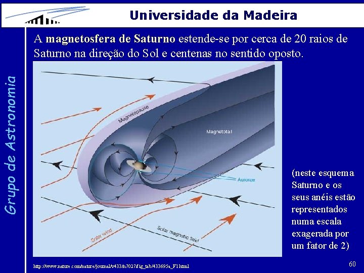 Universidade da Madeira Grupo de Astronomia A magnetosfera de Saturno estende-se por cerca de
