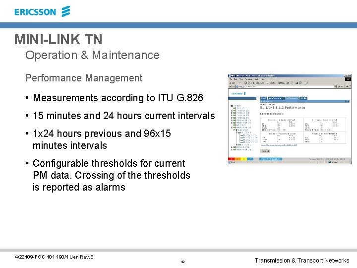 MINI-LINK TN Operation & Maintenance Performance Management • Measurements according to ITU G. 826