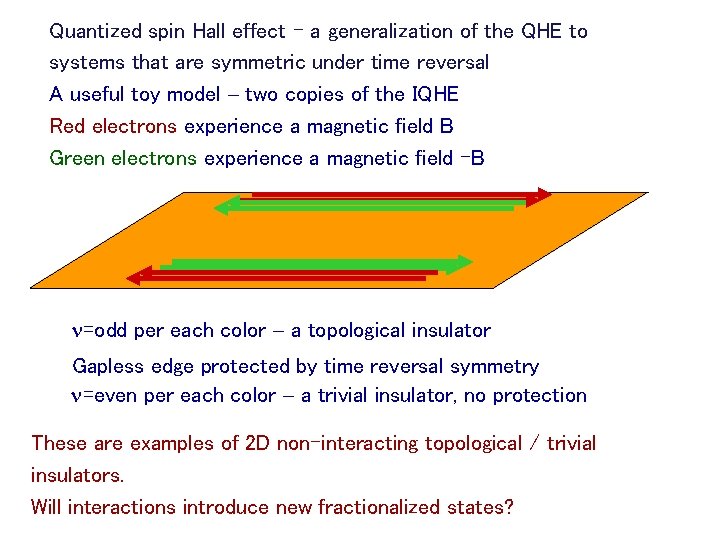Quantized spin Hall effect - a generalization of the QHE to systems that are
