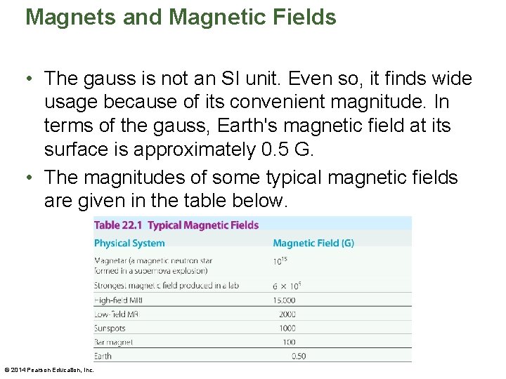 Magnets and Magnetic Fields • The gauss is not an SI unit. Even so,