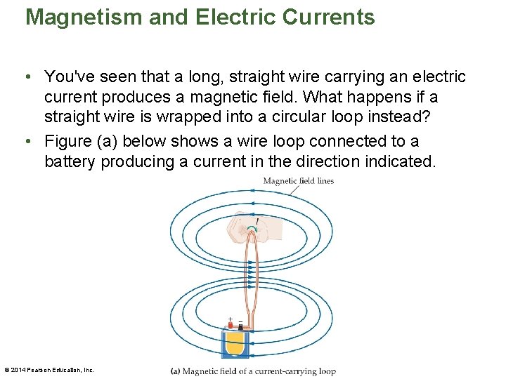 Magnetism and Electric Currents • You've seen that a long, straight wire carrying an