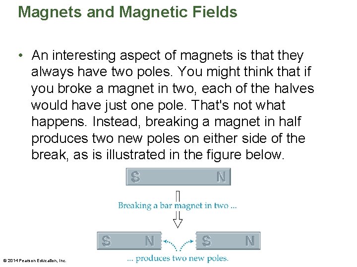 Magnets and Magnetic Fields • An interesting aspect of magnets is that they always