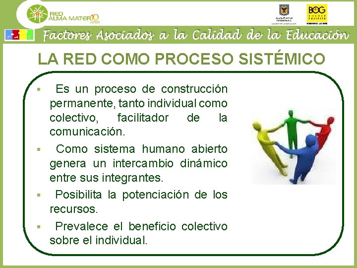 LA RED COMO PROCESO SISTÉMICO § § Es un proceso de construcción permanente, tanto