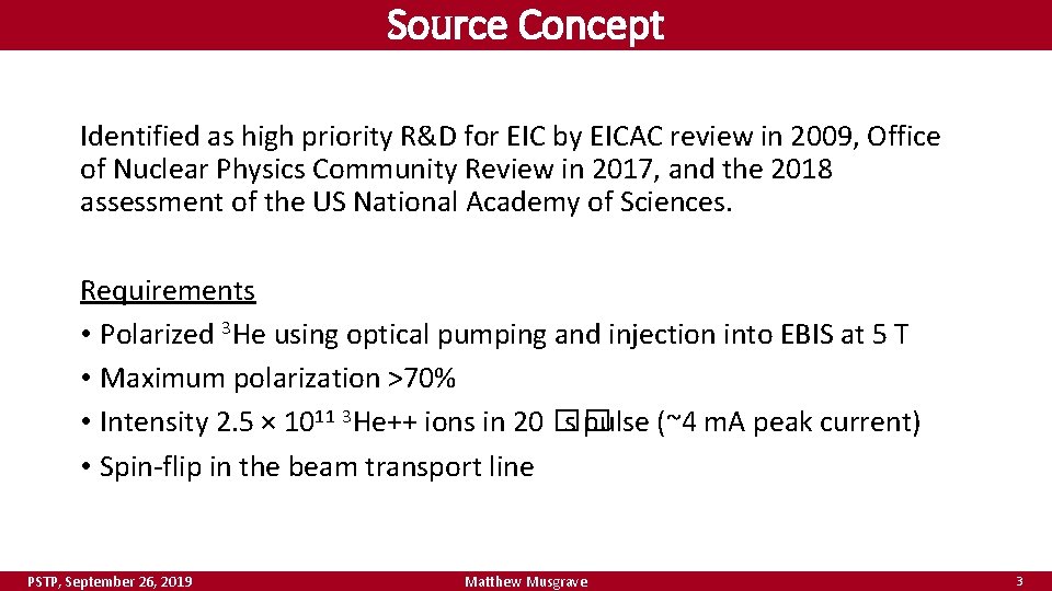 Source Concept Identified as high priority R&D for EIC by EICAC review in 2009,