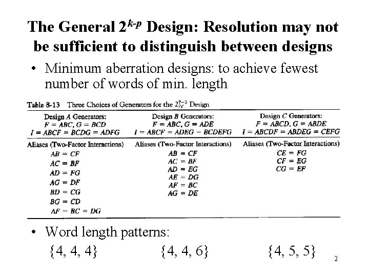 The General 2 k-p Design: Resolution may not be sufficient to distinguish between designs