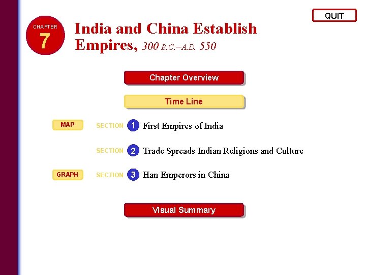 India and China Establish Empires, 300 B. C. –A. D. 550 CHAPTER 7 Chapter