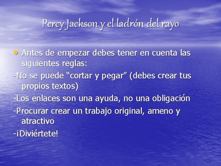 Percy Jackson y el ladrón del rayo • Antes de empezar debes tener en