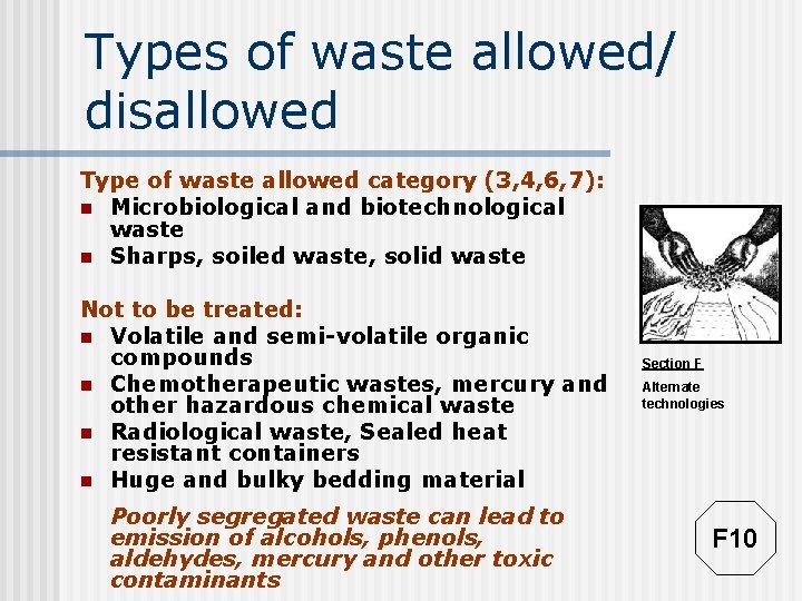 Types of waste allowed/ disallowed Type of waste allowed category (3, 4, 6, 7):