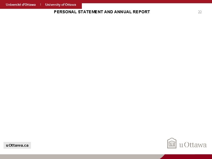 PERSONAL STATEMENT AND ANNUAL REPORT u. Ottawa. ca 22 