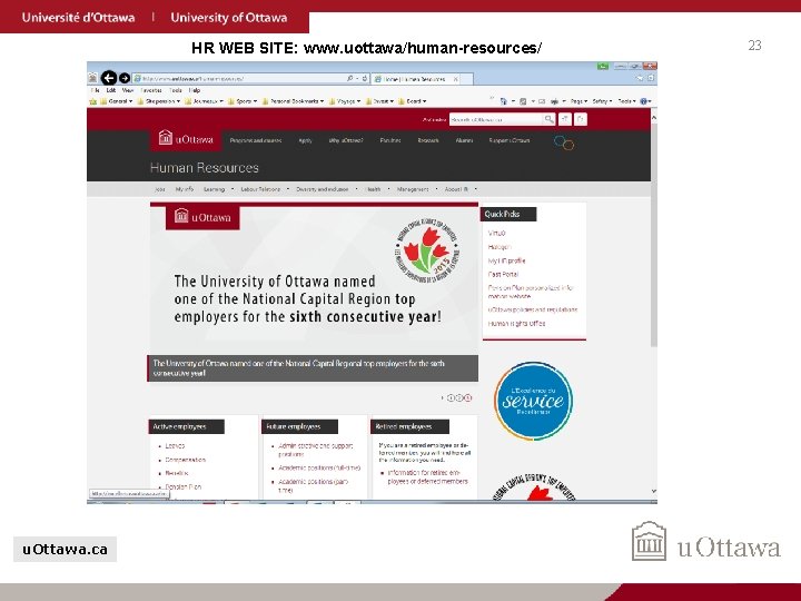 HR WEB SITE: www. uottawa/human-resources/ u. Ottawa. ca 23 