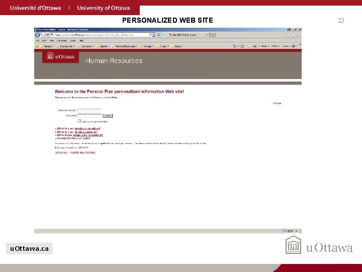 PERSONALIZED WEB SITE u. Ottawa. ca 25 