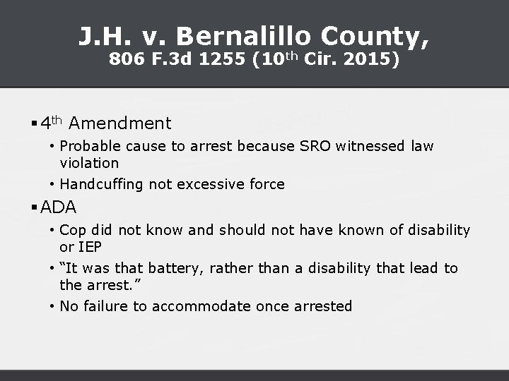 J. H. v. Bernalillo County, 806 F. 3 d 1255 (10 th Cir. 2015)