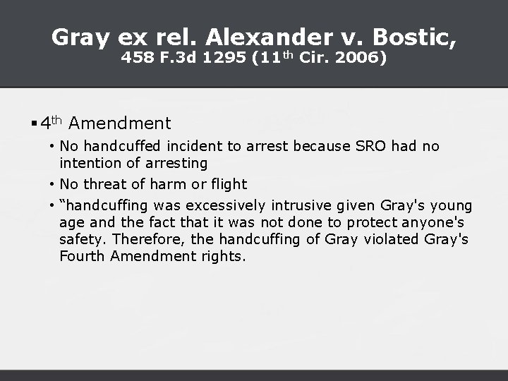 Gray ex rel. Alexander v. Bostic, 458 F. 3 d 1295 (11 th Cir.
