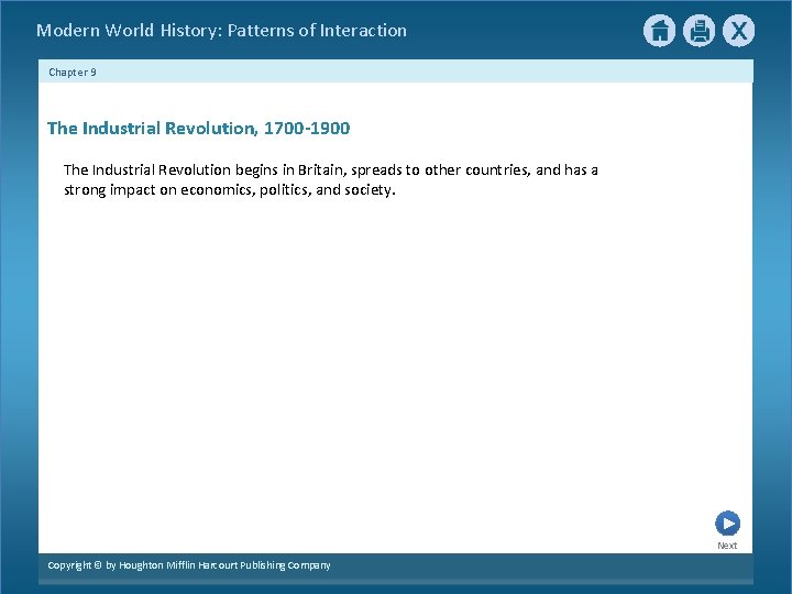 Modern World History: Patterns of Interaction Chapter 9 The Industrial Revolution, 1700 -1900 The