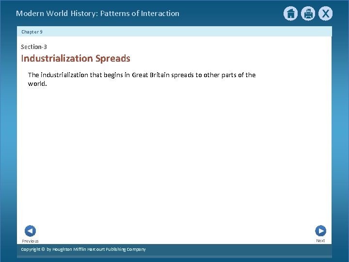 Modern World History: Patterns of Interaction Chapter 9 Section-3 Industrialization Spreads The industrialization that