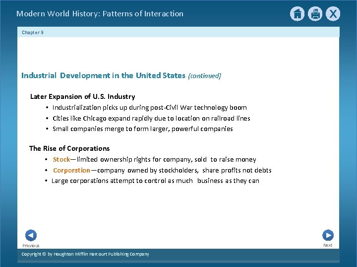 Modern World History: Patterns of Interaction Chapter 9 Industrial Development in the United States