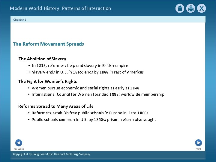 Modern World History: Patterns of Interaction Chapter 9 The Reform Movement Spreads The Abolition