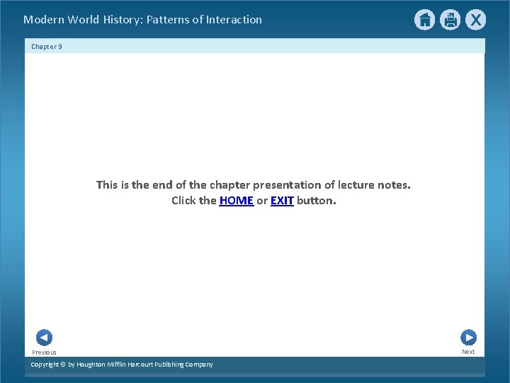 Modern World History: Patterns of Interaction Chapter 9 This is the end of the
