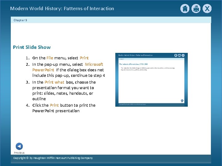 Modern World History: Patterns of Interaction Chapter 9 Print Slide Show 1. On the