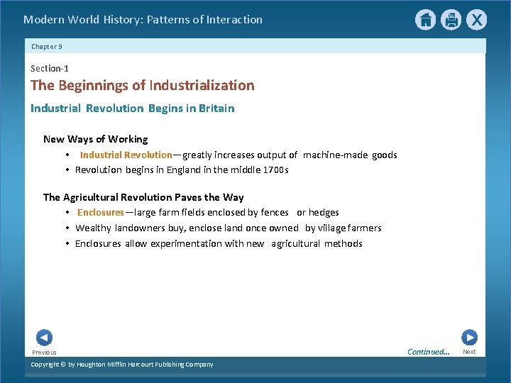 Modern World History: Patterns of Interaction Chapter 9 Section-1 The Beginnings of Industrialization Industrial