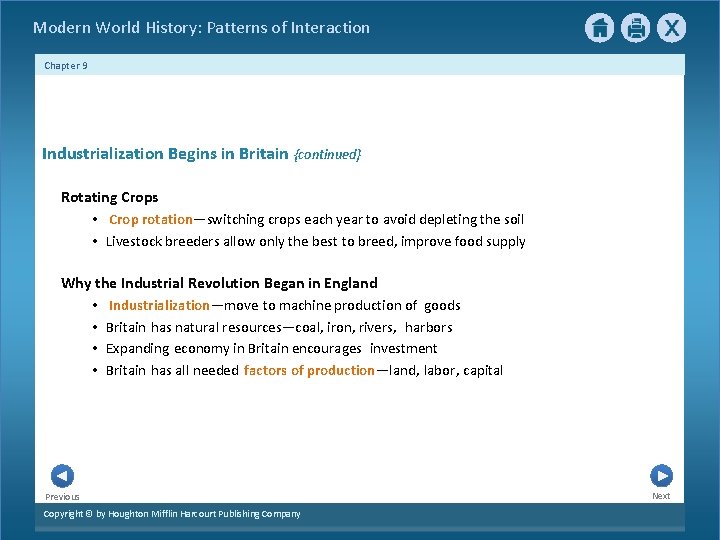 Modern World History: Patterns of Interaction Chapter 9 Industrialization Begins in Britain {continued} Rotating