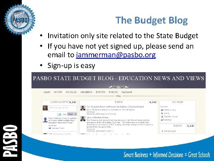 The Budget Blog • Invitation only site related to the State Budget • If