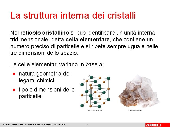 La struttura interna dei cristalli Nel reticolo cristallino si può identificare un’unità interna tridimensionale,