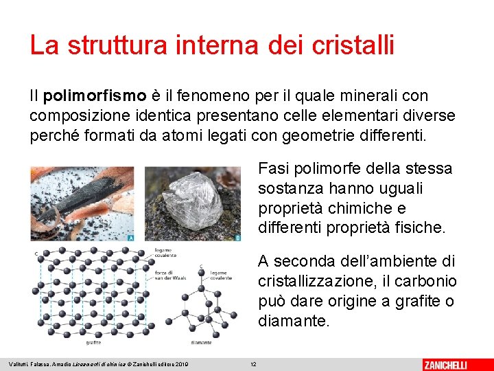 La struttura interna dei cristalli Il polimorfismo è il fenomeno per il quale minerali