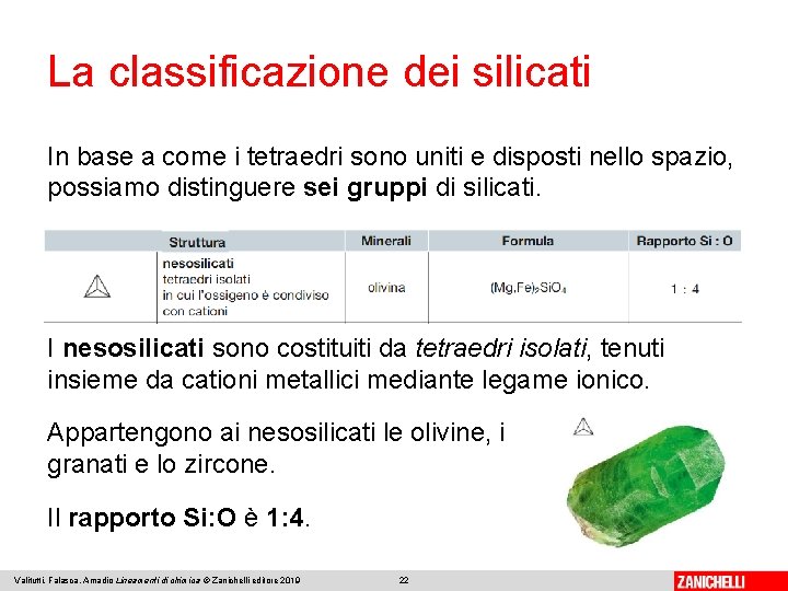 La classificazione dei silicati In base a come i tetraedri sono uniti e disposti