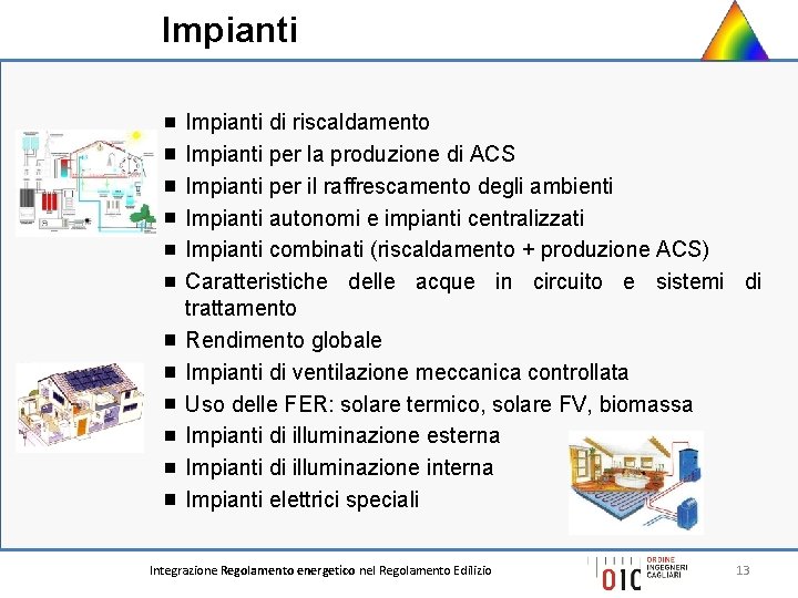 Impianti di riscaldamento Impianti per la produzione di ACS Impianti per il raffrescamento degli