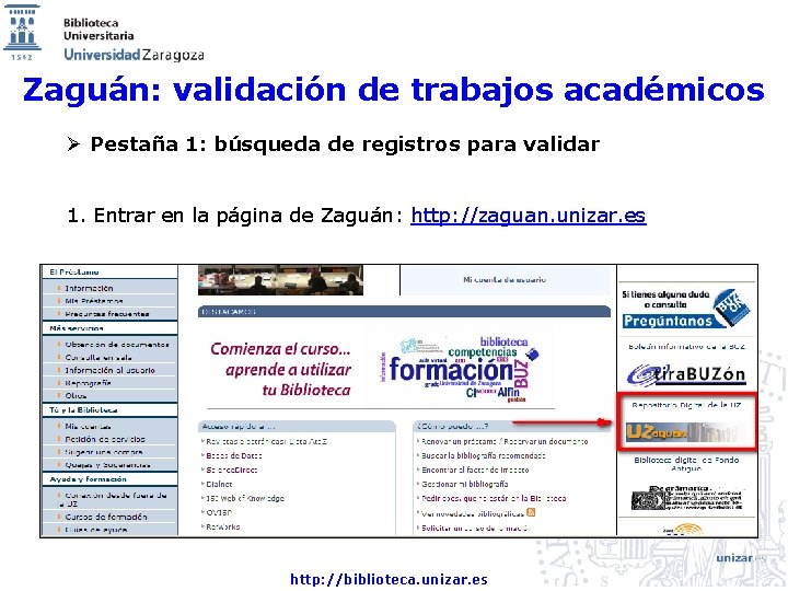 Zaguán: validación de trabajos académicos Ø Pestaña 1: búsqueda de registros para validar 1.