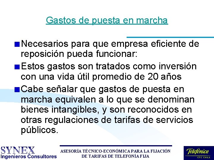 TELEFNICA CTC CHILE MODELO TARIFARIO AUTOCONTENIDO ASPECTOS CONCEPTUALES