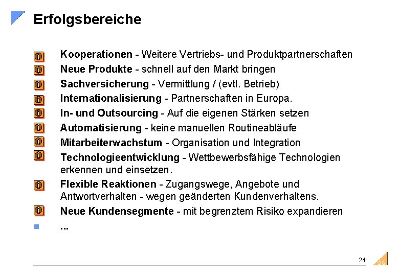 Erfolgsbereiche n n n Kooperationen - Weitere Vertriebs- und Produktpartnerschaften Neue Produkte - schnell