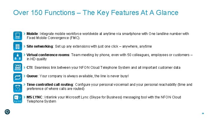Over 150 Functions – The Key Features At A Glance Mobile: Integrate mobile workforce