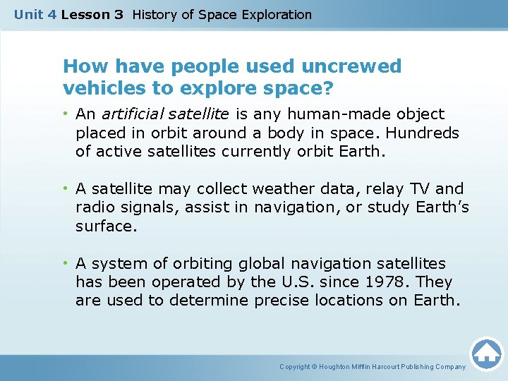 Unit 4 Lesson 3 History of Space Exploration How have people used uncrewed vehicles Unit 4 Lesson 3 History of Space Exploration How have people used uncrewed vehicles