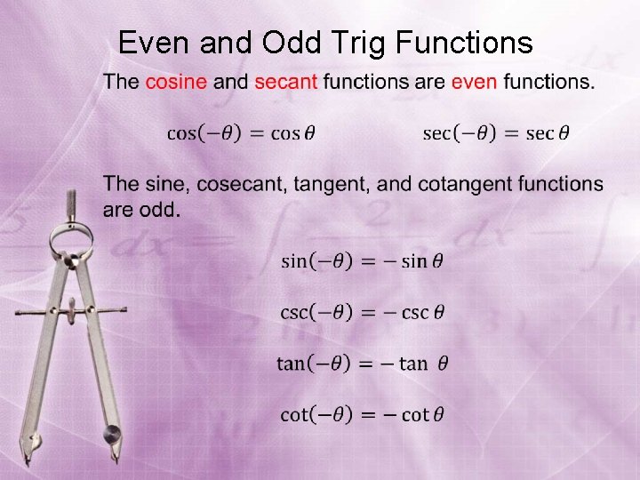 Even and Odd Trig Functions 