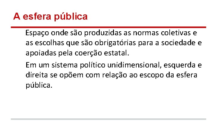 A esfera pública Espaço onde são produzidas as normas coletivas escolhas que são obrigatórias