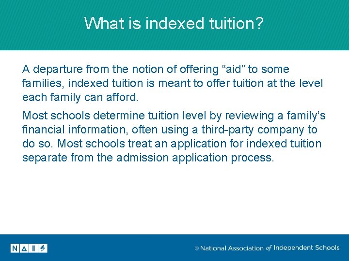 What is indexed tuition? A departure from the notion of offering “aid” to some