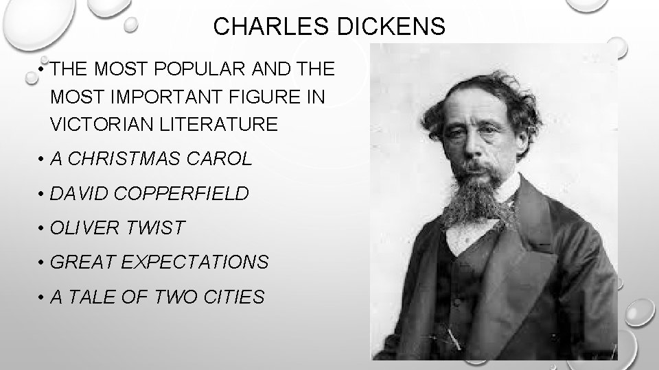 CHARLES DICKENS • THE MOST POPULAR AND THE MOST IMPORTANT FIGURE IN VICTORIAN LITERATURE