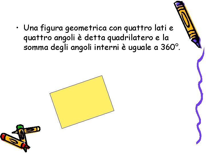  • Una figura geometrica con quattro lati e quattro angoli è detta quadrilatero