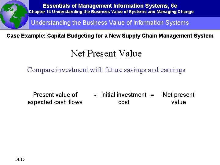 Essentials of Management Information Systems, 6 e Chapter 14 Understanding the Business Value of