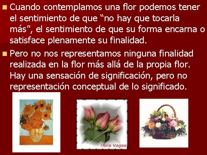 n Cuando contemplamos una flor podemos tener el sentimiento de que “no hay que