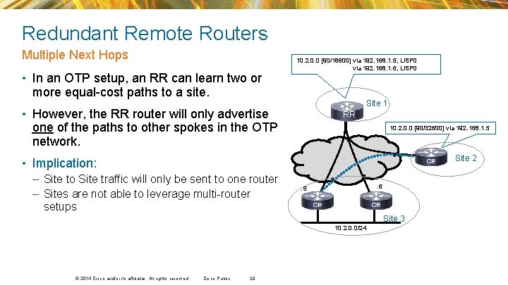 Redundant Remote Routers Multiple Next Hops • In an OTP setup, an RR can Redundant Remote Routers Multiple Next Hops • In an OTP setup, an RR can