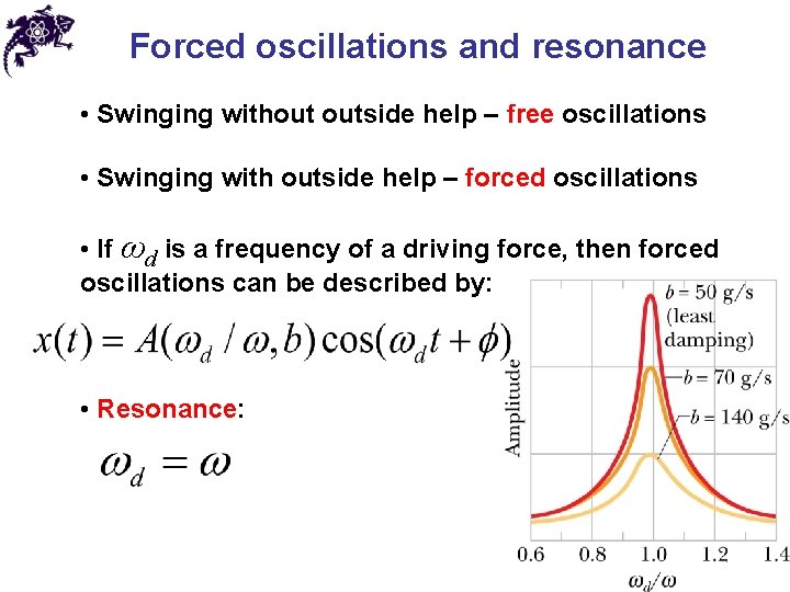 Forced oscillations and resonance • Swinging without outside help – free oscillations • Swinging