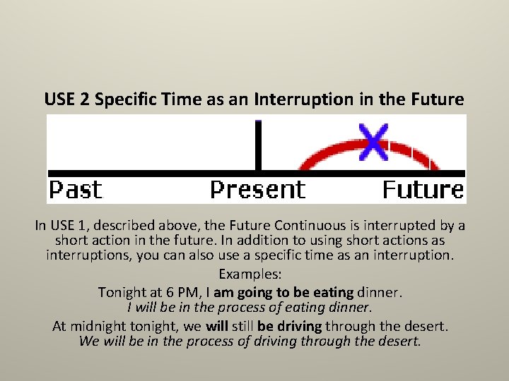 USE 2 Specific Time as an Interruption in the Future In USE 1, described