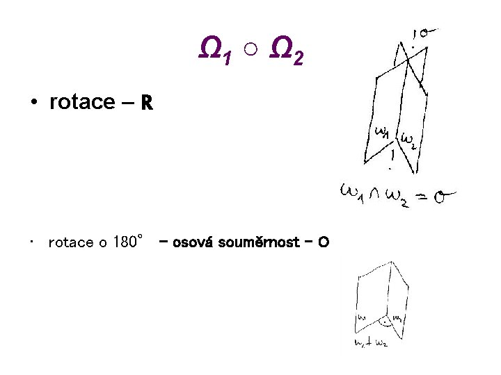 Ω 1 ○ Ω 2 • rotace – R • rotace o 180° -