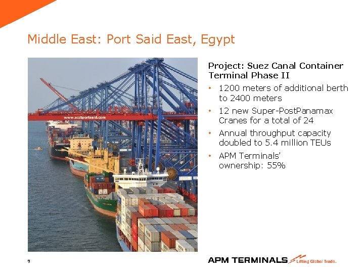 Middle East: Port Said East, Egypt Project: Suez Canal Container Terminal Phase II •