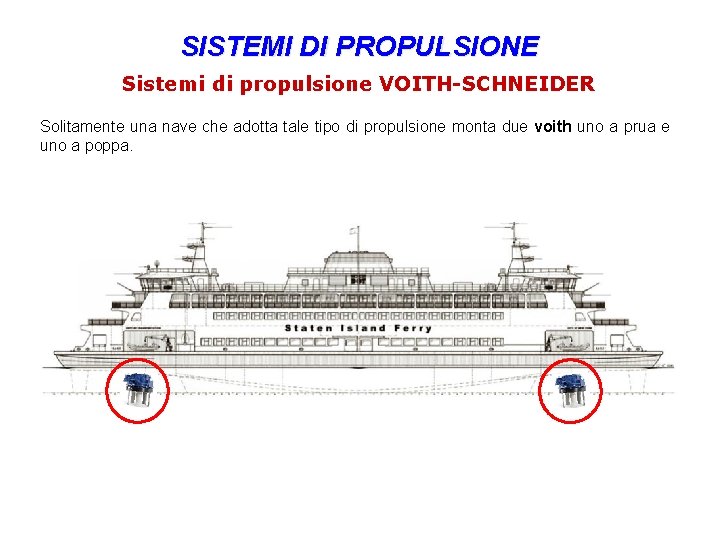 SISTEMI DI PROPULSIONE Sistemi di propulsione VOITH-SCHNEIDER Solitamente una nave che adotta tale tipo